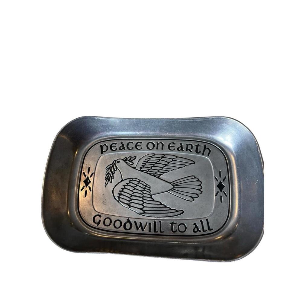 RWP Wilton Armetale Pewter‎ Peace On Earth Bread Serving Tray #601022 11"x7"